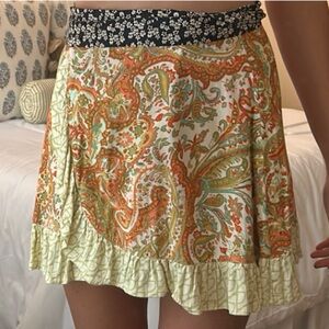 Urban Outfitters Brown Gray Smocked Skater Mini Skirt